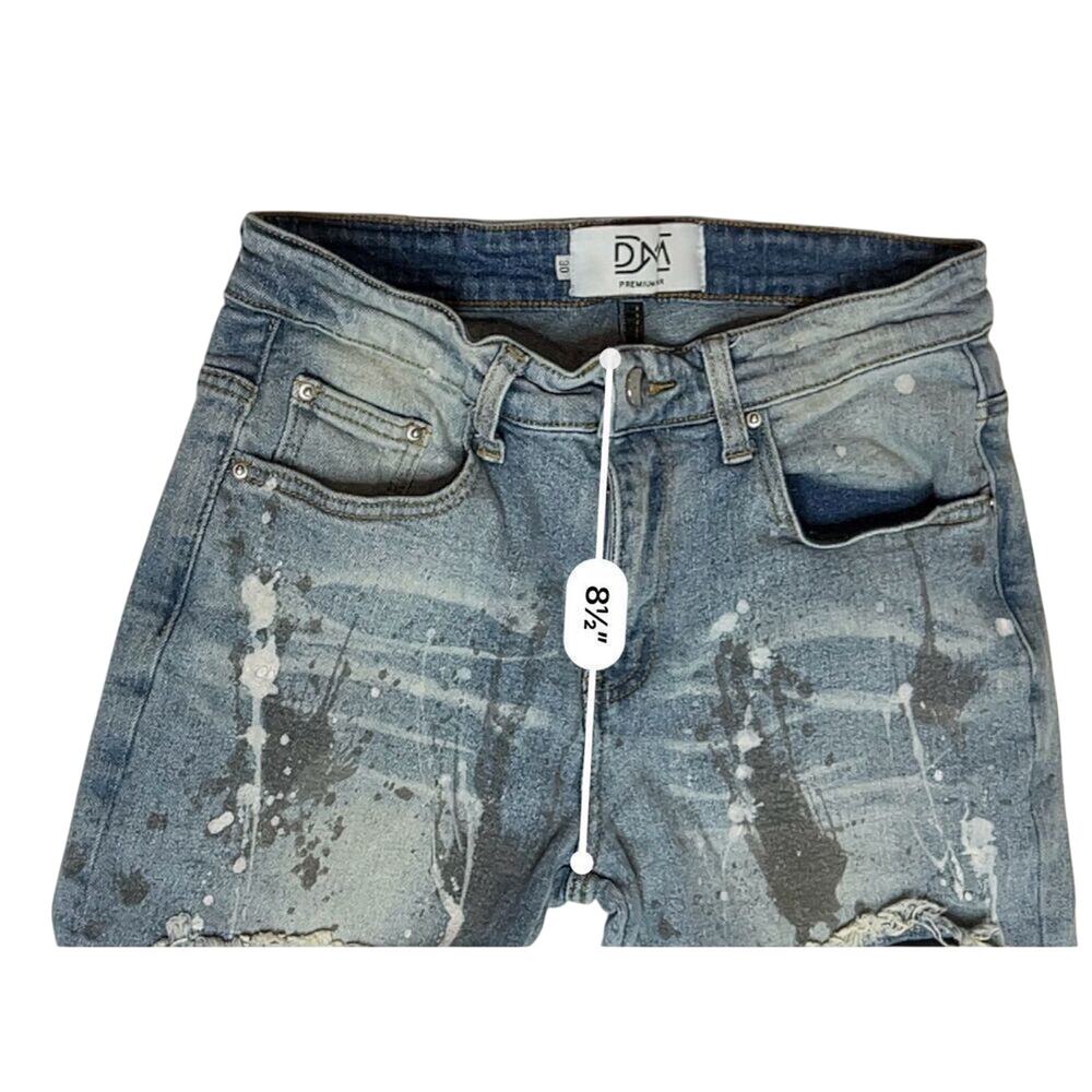 DNA Premium Painted Embellished Ripped Destroyed Blue Jeans 30 Streetwear Grunge - Picture 6 of 11